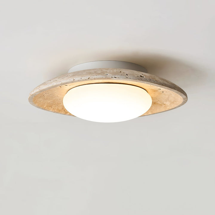 Travertine Flush Mount Ceiling Light Oval Stone Ring 11 in 3