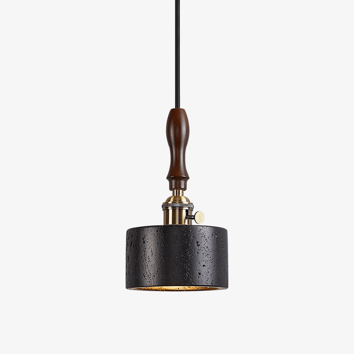 Travertine Mini Pendant Light Walnut and Brass 4.7 in Set of 3 1