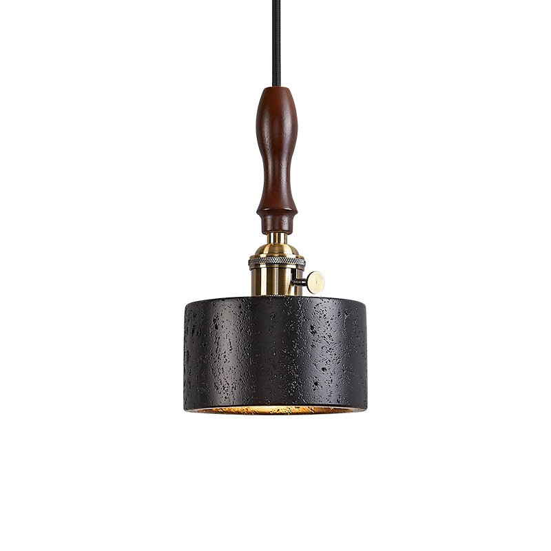 Travertine Mini Pendant Light Walnut and Brass 4.7 in Set of 3 2