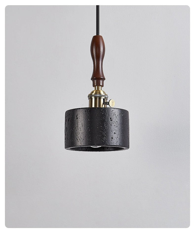 Travertine Mini Pendant Light Walnut and Brass 4.7 in Set of 3 3