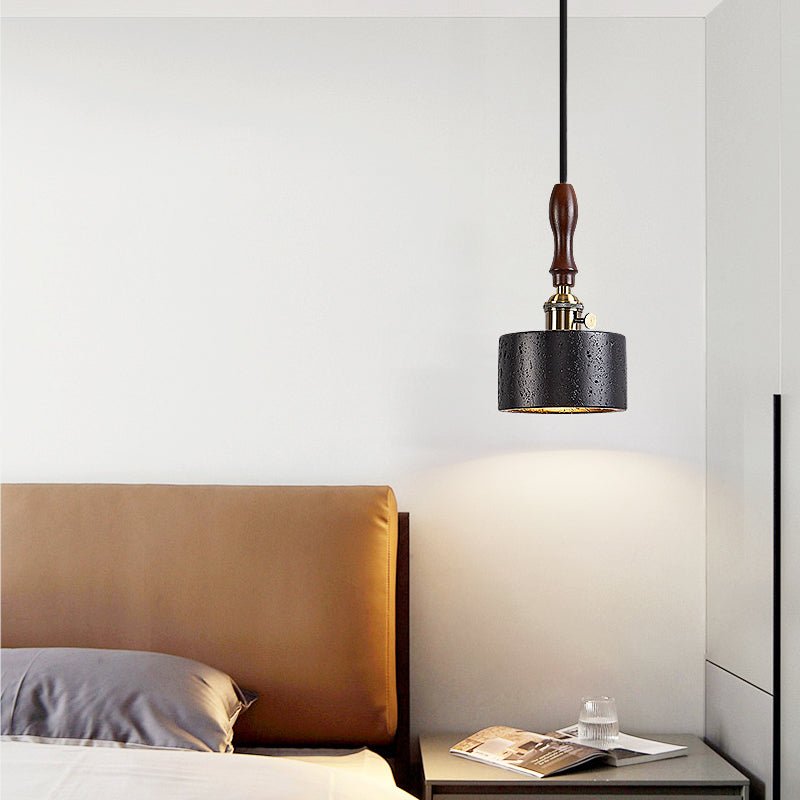 Travertine Mini Pendant Light Walnut and Brass 4.7 in Set of 3 5