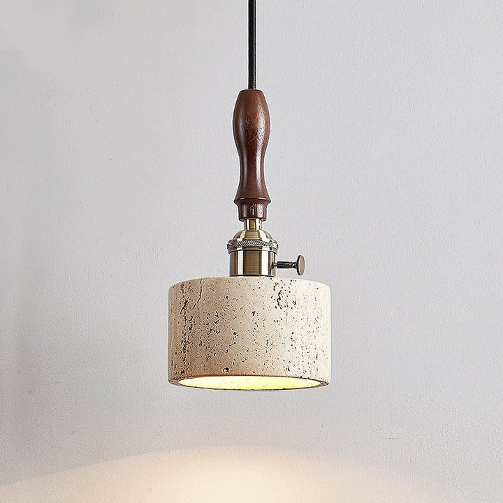 Travertine Mini Pendant Light Walnut and Brass 4.7 in Set of 3 Yellow Travertine 1