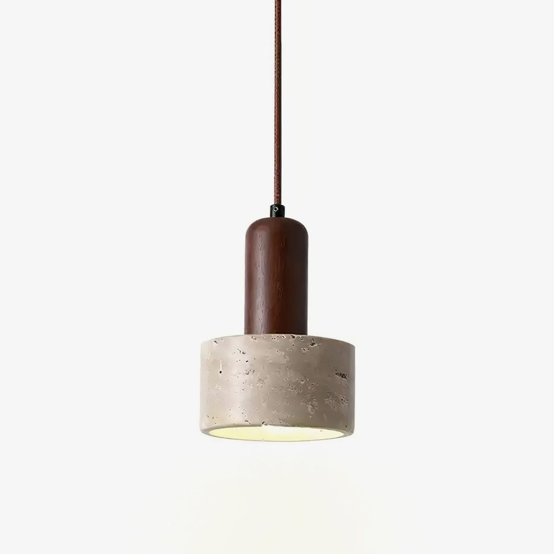 Travertine Mini Pendant Light Walnut Wood 4.7 in 1