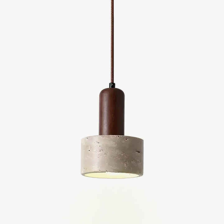 Travertine Mini Pendant Light Walnut Wood 4.7 in 1