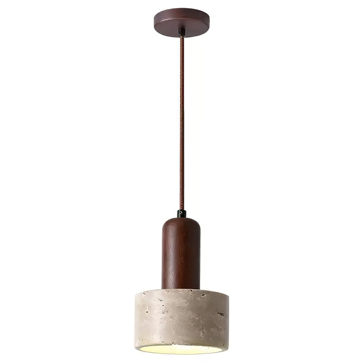Travertine Mini Pendant Light Walnut Wood 4.7 in 7
