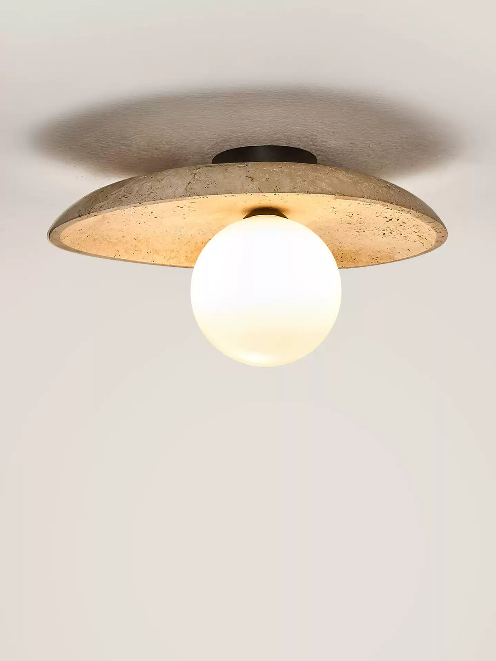 Travertine Pebble Flush Mount Ceiling Light Opal Glass 9.8 in 2