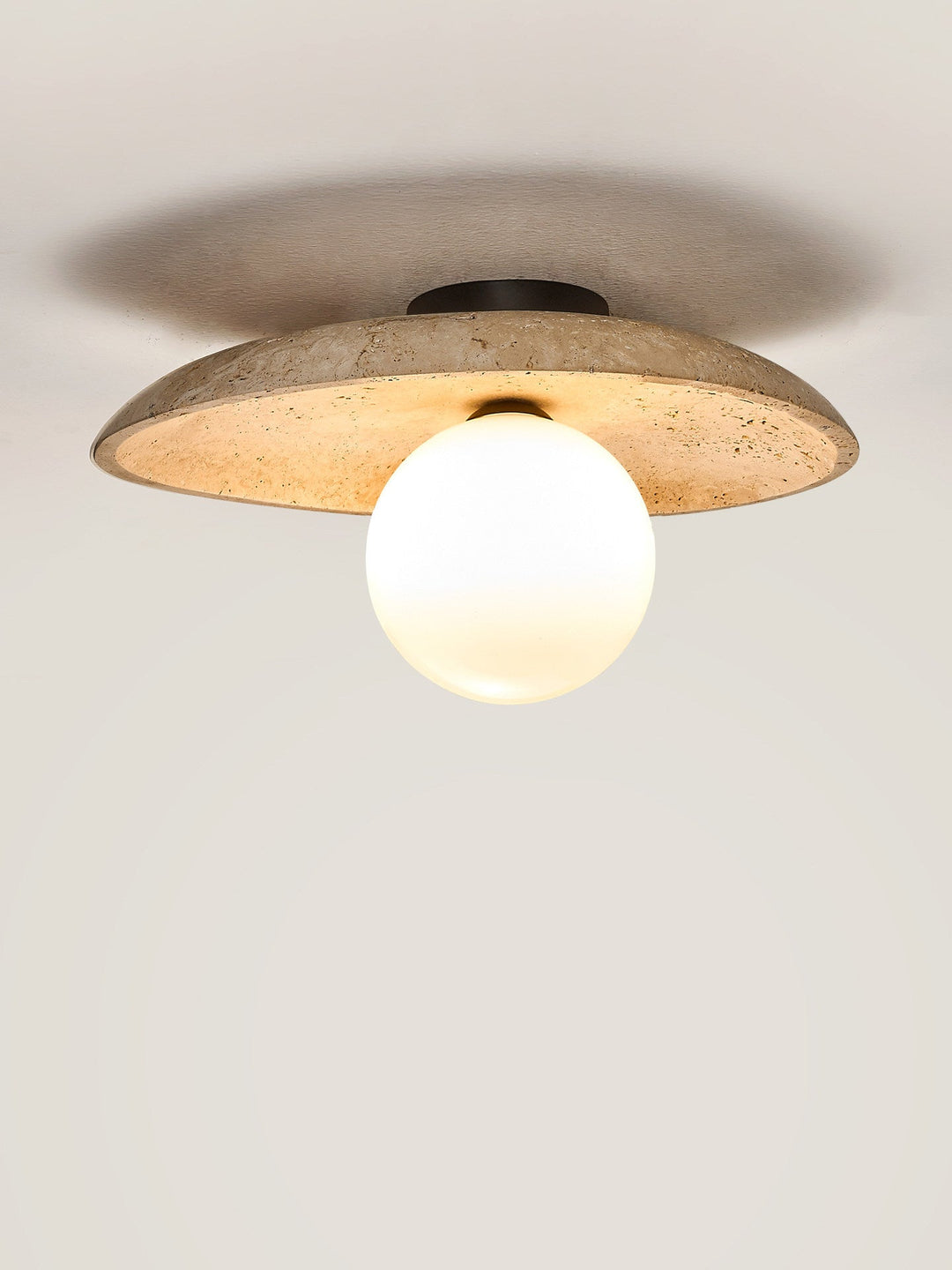 Travertine Pebble Flush Mount Ceiling Light Opal Glass 9.8 in 4