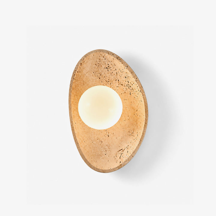 Travertine Pebble Wall Sconce Opal Glass Globe 6.3 x 9.8 in Set of 3 1