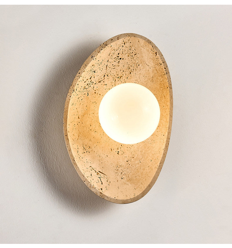 Travertine Pebble Wall Sconce Opal Glass Globe 6.3 x 9.8 in Set of 3 2