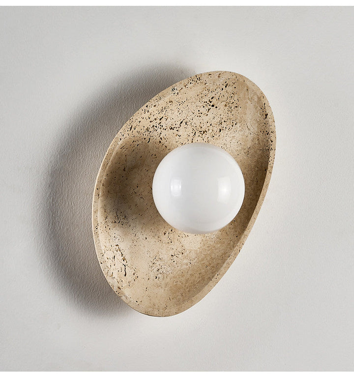 Travertine Pebble Wall Sconce Opal Glass Globe 6.3 x 9.8 in Set of 3 3