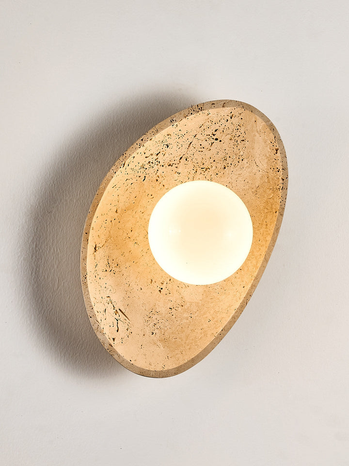 Travertine Pebble Wall Sconce Opal Glass Globe 6.3 x 9.8 in Set of 3 4