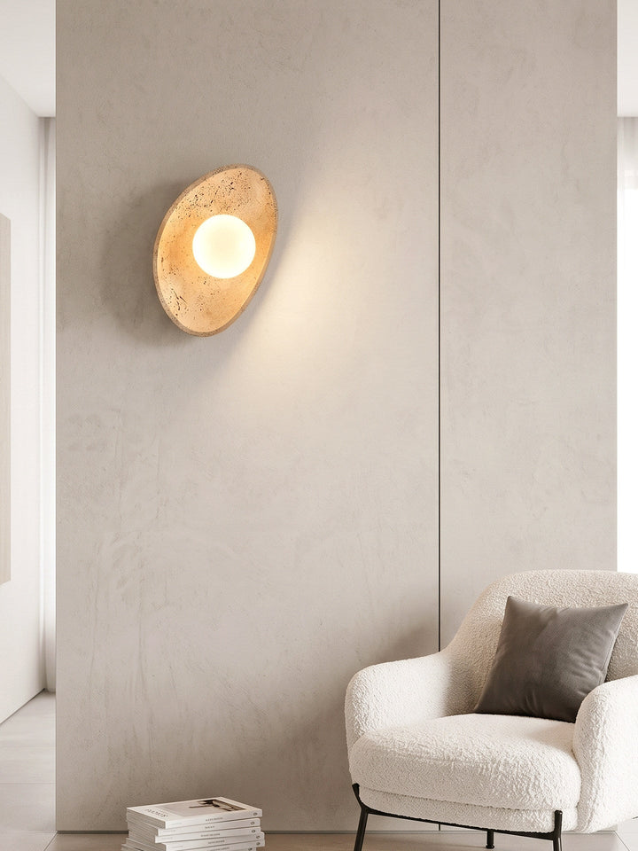 Travertine Pebble Wall Sconce Opal Glass Globe 6.3 x 9.8 in Set of 3 7