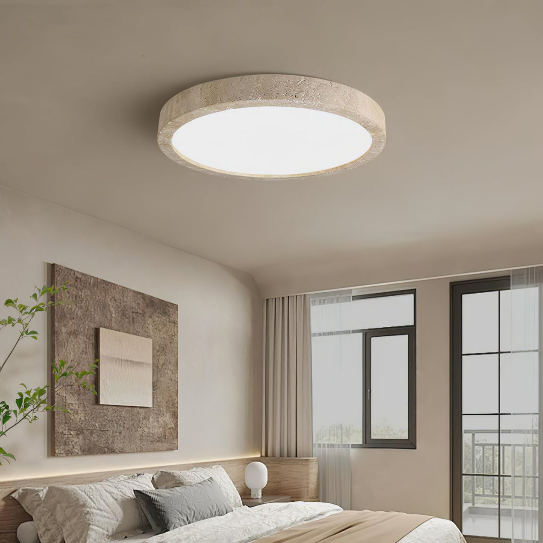 Travertine Ring Ceiling Light Slim Flush Mount 14.9 in Set of 2 2