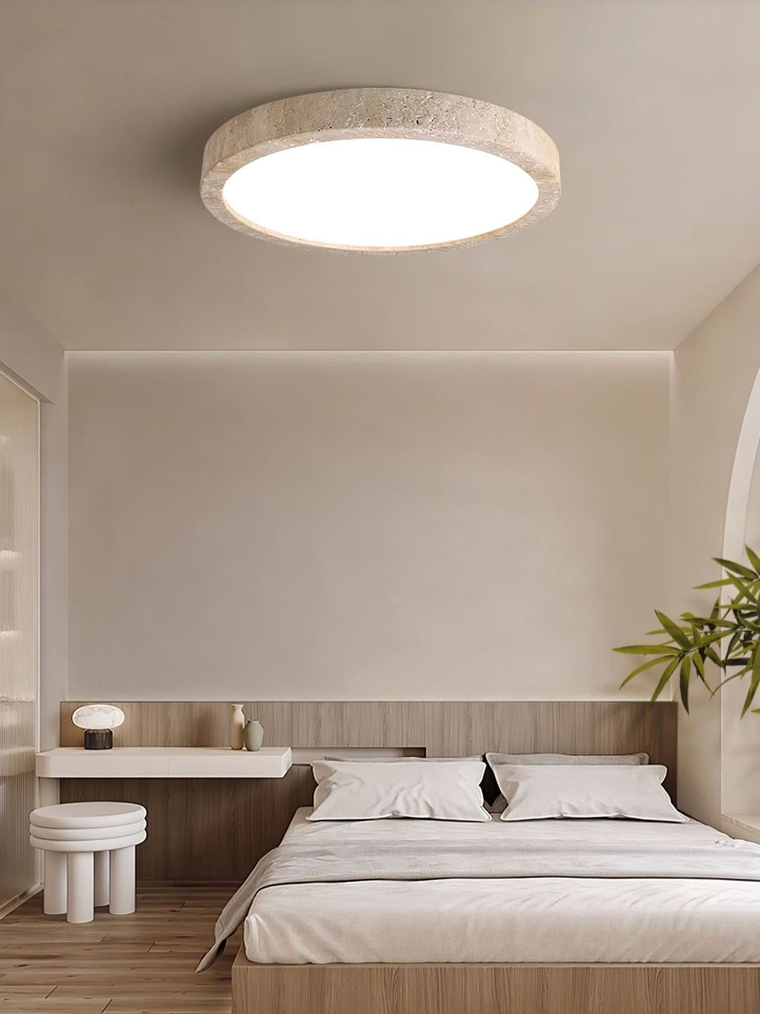 Travertine Ring Ceiling Light Slim Flush Mount 14.9 in Set of 2 7