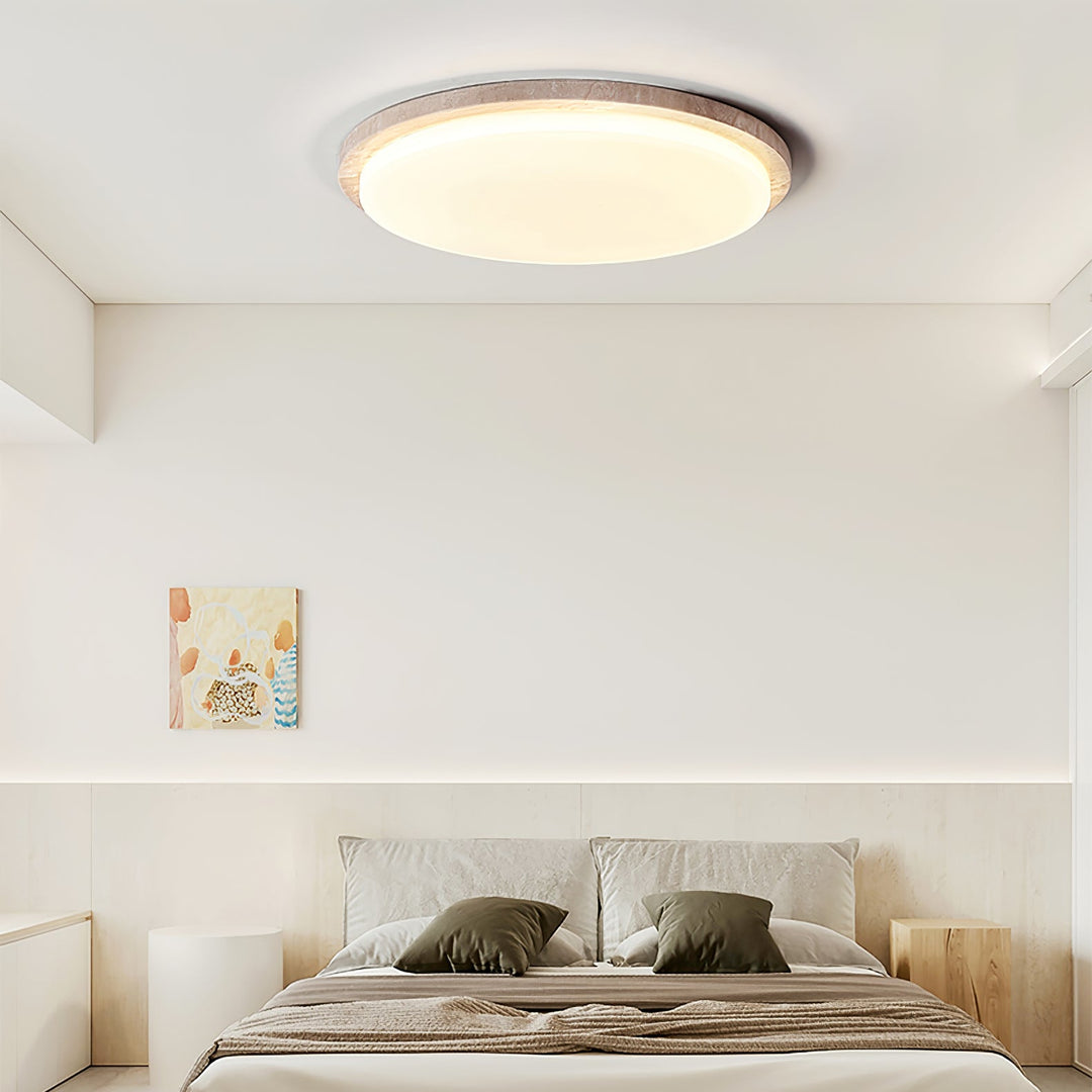 Travertine Ring Ceiling Light Slim Round Flush Mount 12.2 in 5