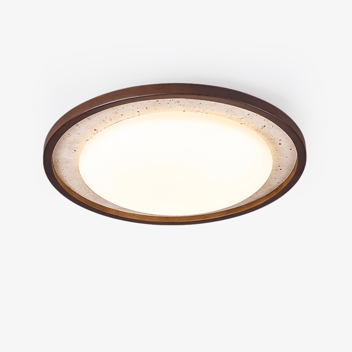 Travertine Ring Ceiling Light Walnut Frame LED 18.5 in Set of 2 18.5 x 3.1 in 1
