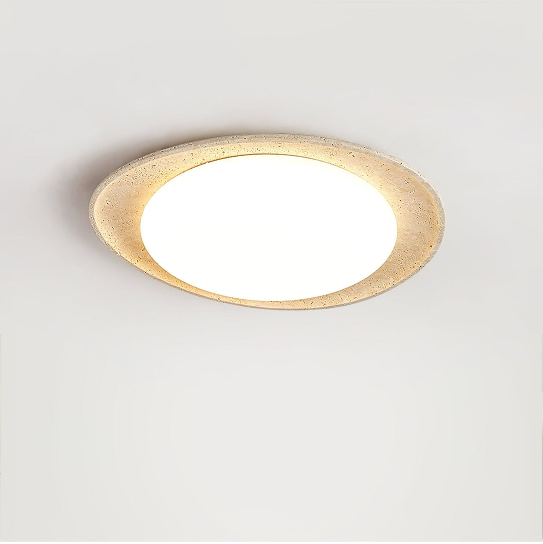 Travertine Ring Flush Mount Ceiling Light 13.8 in Set of 3 2