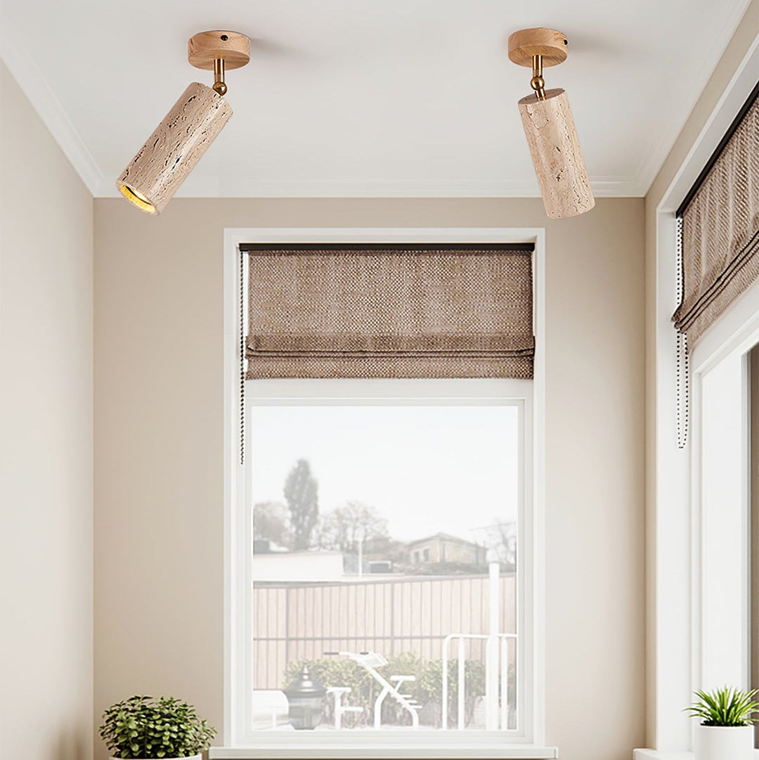 Travertine Stone Spotlight Wood Ceiling Mount 6.3 in 2