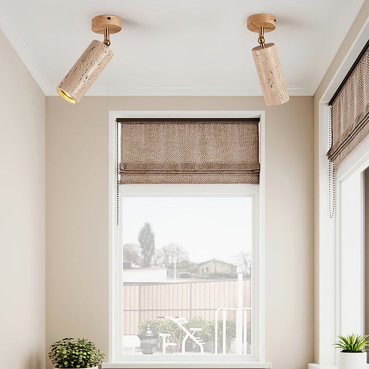 Travertine Stone Spotlight Wood Ceiling Mount 6.3 in 2