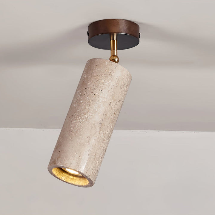 Travertine Stone Spotlight Wood Ceiling Mount 6.3 in Walnut & Travertine 1