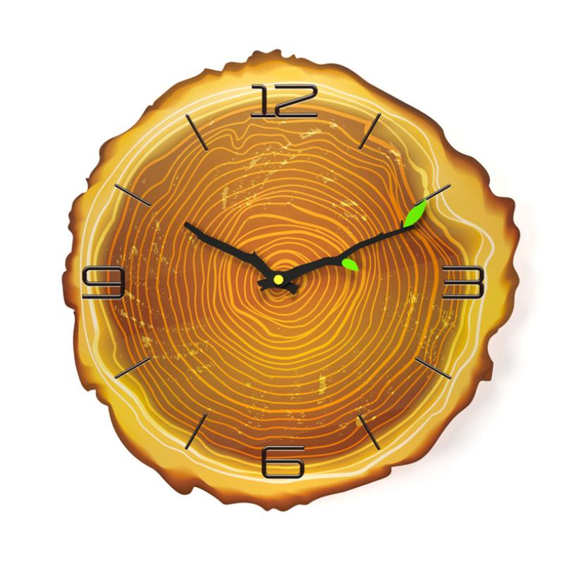 Tree Ring Wooden Wall Clock 11.8 in Amber 1