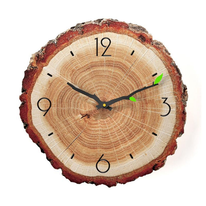 Tree Ring Wooden Wall Clock 11.8 in Red Bark 1