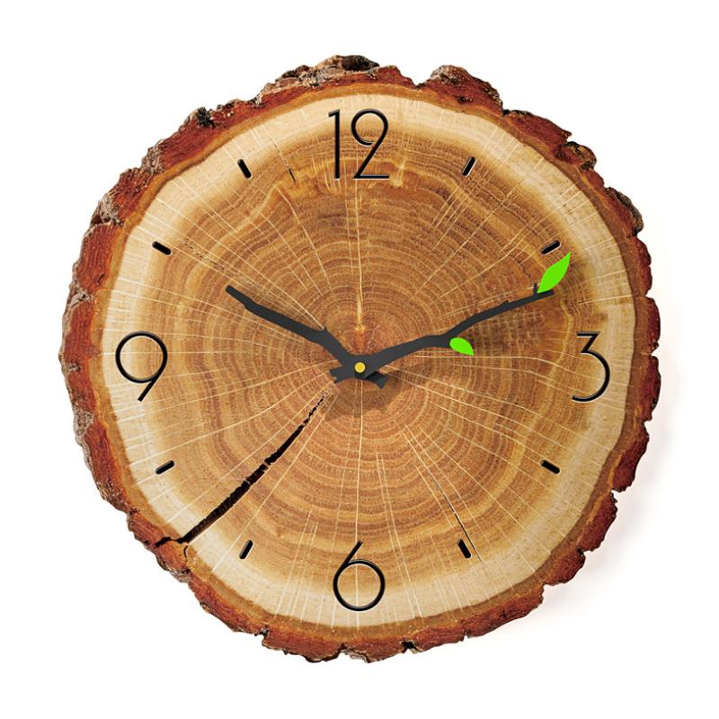 Tree Ring Wooden Wall Clock 11.8 in Warm Brown 1