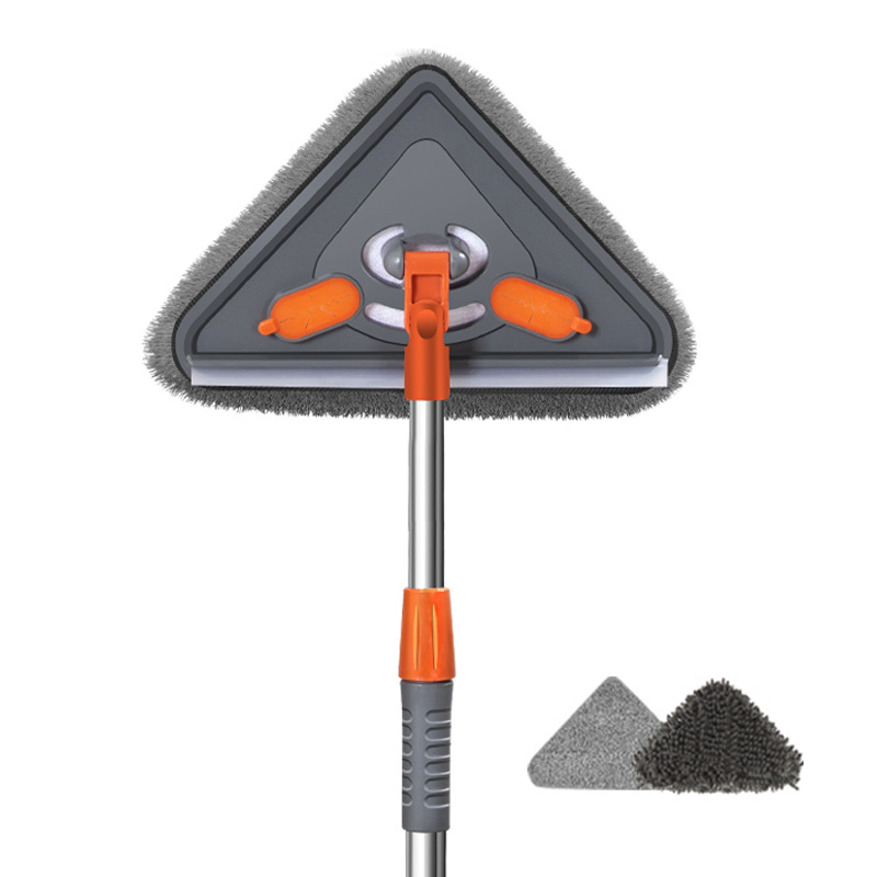 Triangle Mop with Telescopic Pole 30.7 to 44.1 Inch Pole and 2 Cloths 1