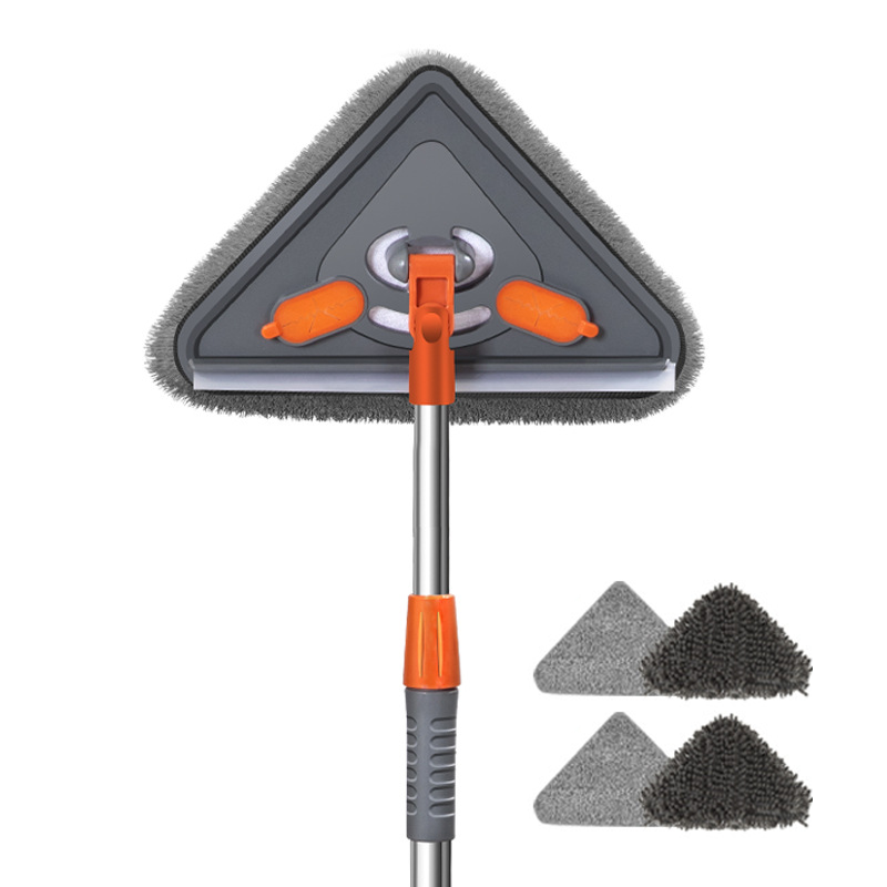 Triangle Mop with Telescopic Pole 30.7 to 44.1 Inch Pole and 4 Cloths 1