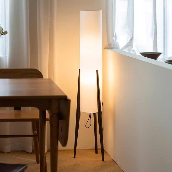 Tripod Wood Floor Lamp White Cylinder Shade 51.2 in Set of 3 2