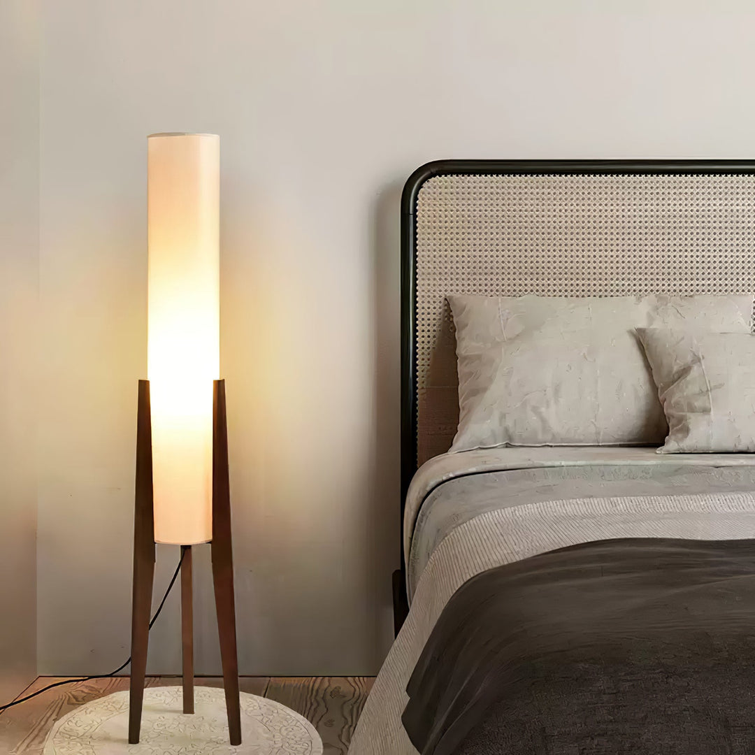 Tripod Wood Floor Lamp White Cylinder Shade 51.2 in Set of 3 6