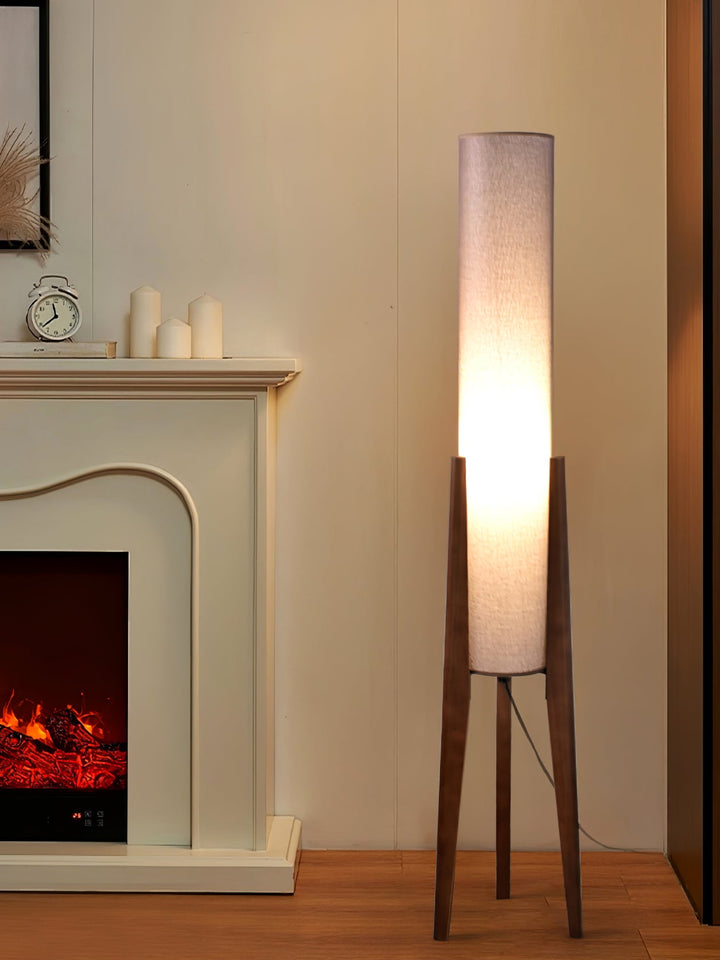 Tripod Wood Floor Lamp White Cylinder Shade 51.2 in Set of 3 7