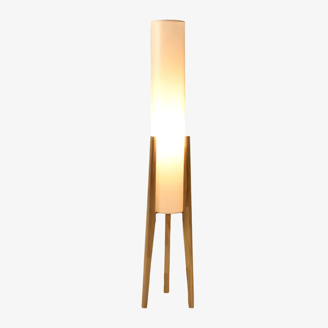 Tripod Wood Floor Lamp White Cylinder Shade 51.2 in Set of 3 Natural Wood and White 1