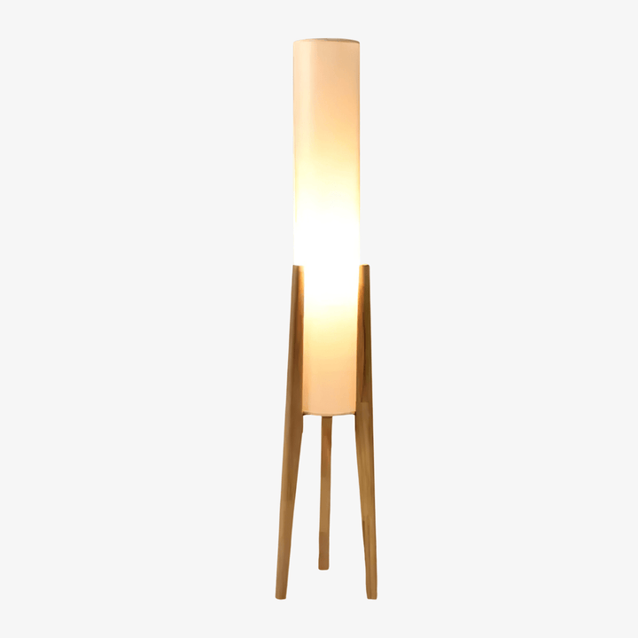 Tripod Wood Floor Lamp White Cylinder Shade 51.2 in Set of 3 Natural Wood and White 1