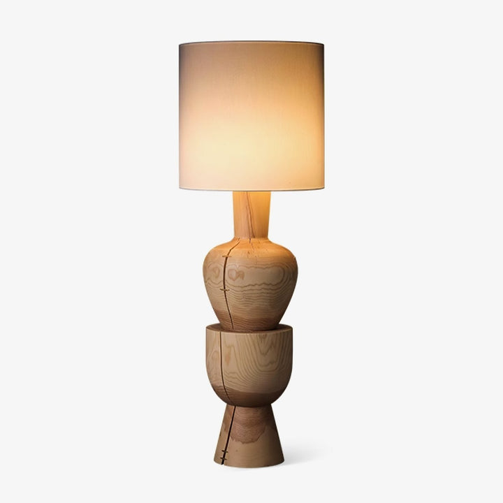 Turned Solid Wood Floor Lamp Fabric Drum Shade 51.9 in Set of 2 1