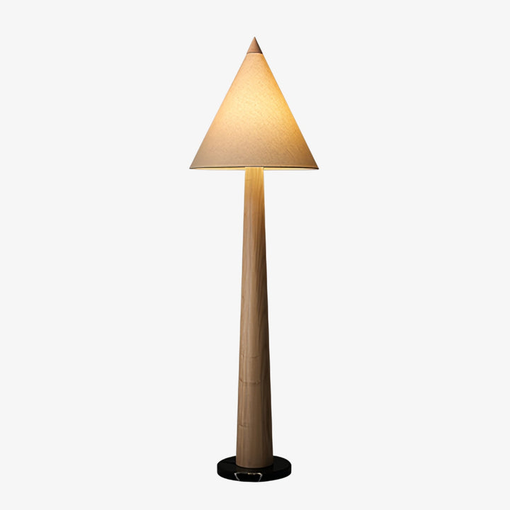 Turned Wood Floor Lamp Cone Linen Shade 66.9 in Set of 3 1