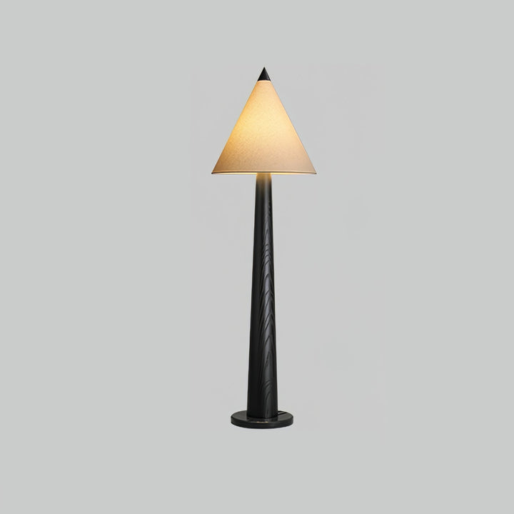 Turned Wood Floor Lamp Cone Linen Shade 66.9 in Set of 3 Black & White 1