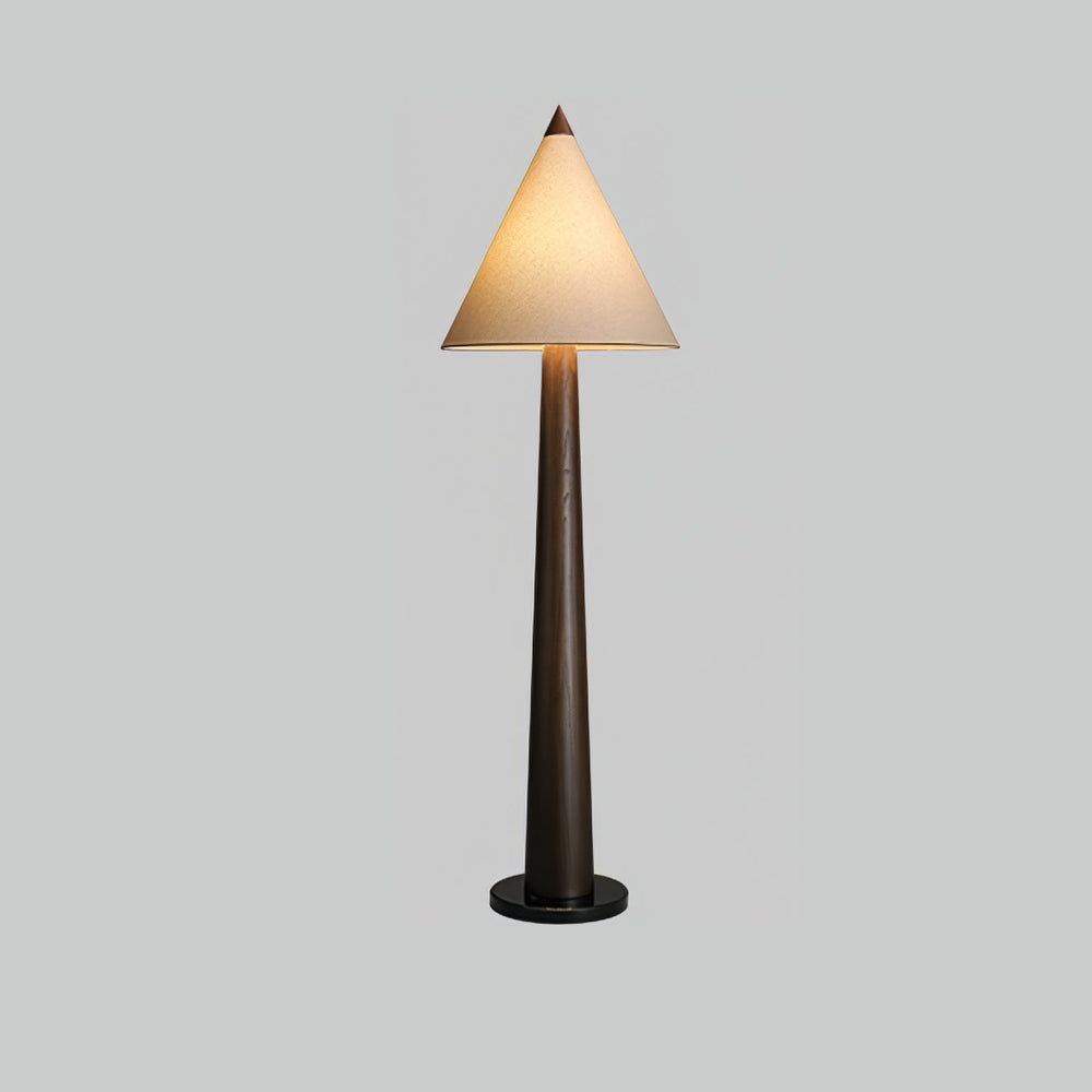 Turned Wood Floor Lamp Cone Linen Shade 66.9 in Set of 3 Walnut & White 1