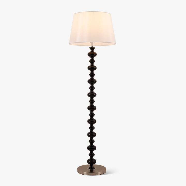 Turned Wood Floor Lamp White Fabric Shade 59.1 in Set of 2 1