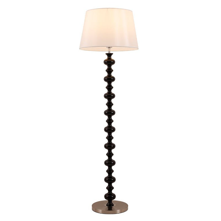 Turned Wood Floor Lamp White Fabric Shade 59.1 in Set of 2 4