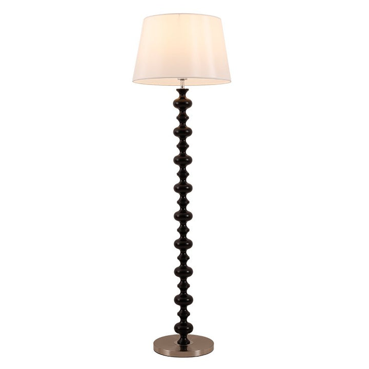 Turned Wood Floor Lamp White Fabric Shade 59.1 in Set of 2 5