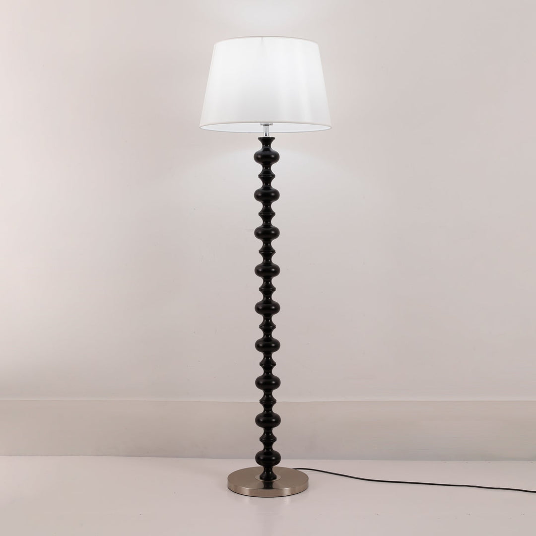 Turned Wood Floor Lamp White Fabric Shade 59.1 in Set of 2 6