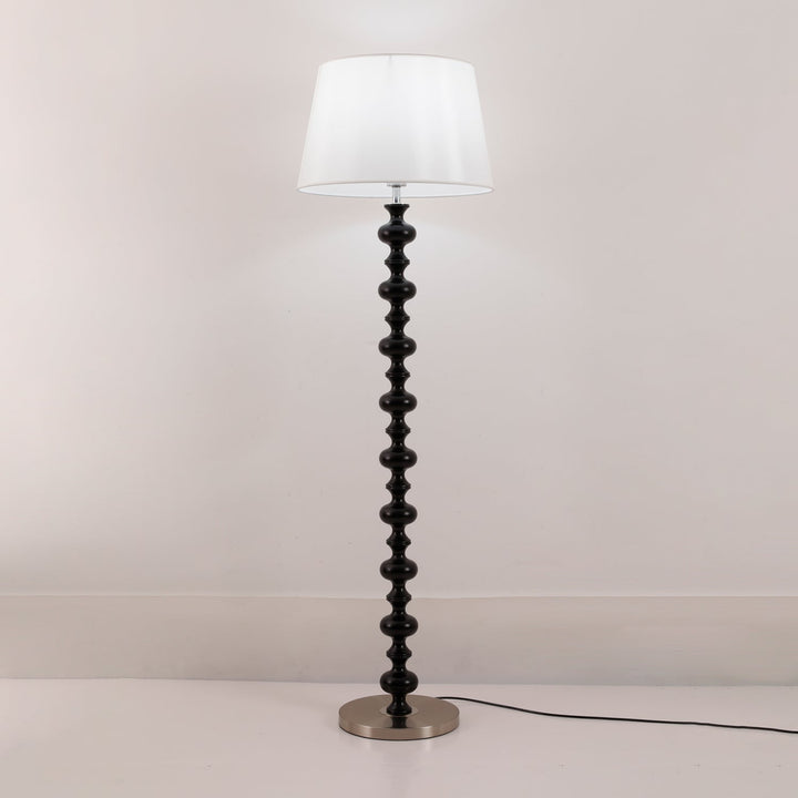 Turned Wood Floor Lamp White Fabric Shade 59.1 in Set of 2 6