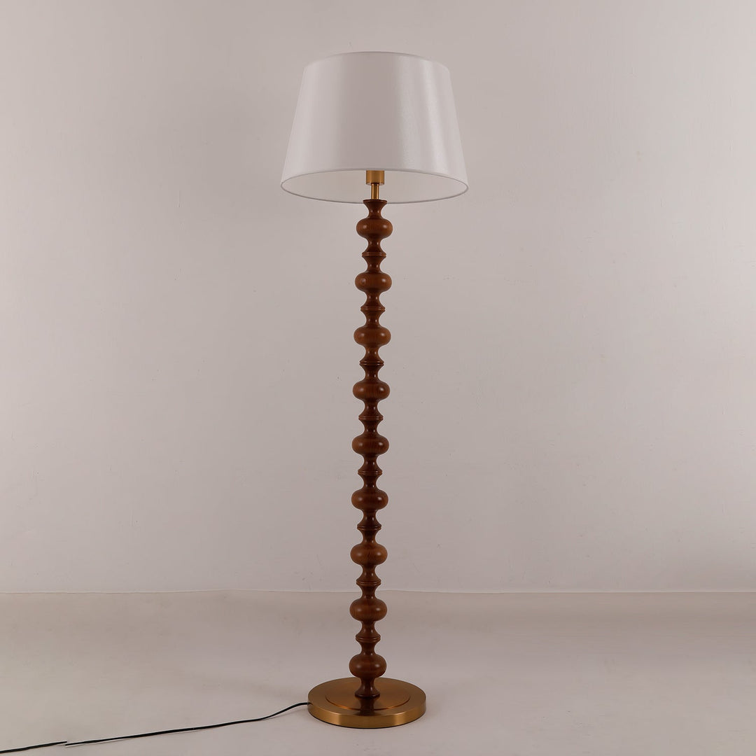 Turned Wood Floor Lamp White Fabric Shade 59.1 in Set of 2 7