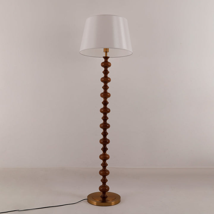 Turned Wood Floor Lamp White Fabric Shade 59.1 in Set of 2 7