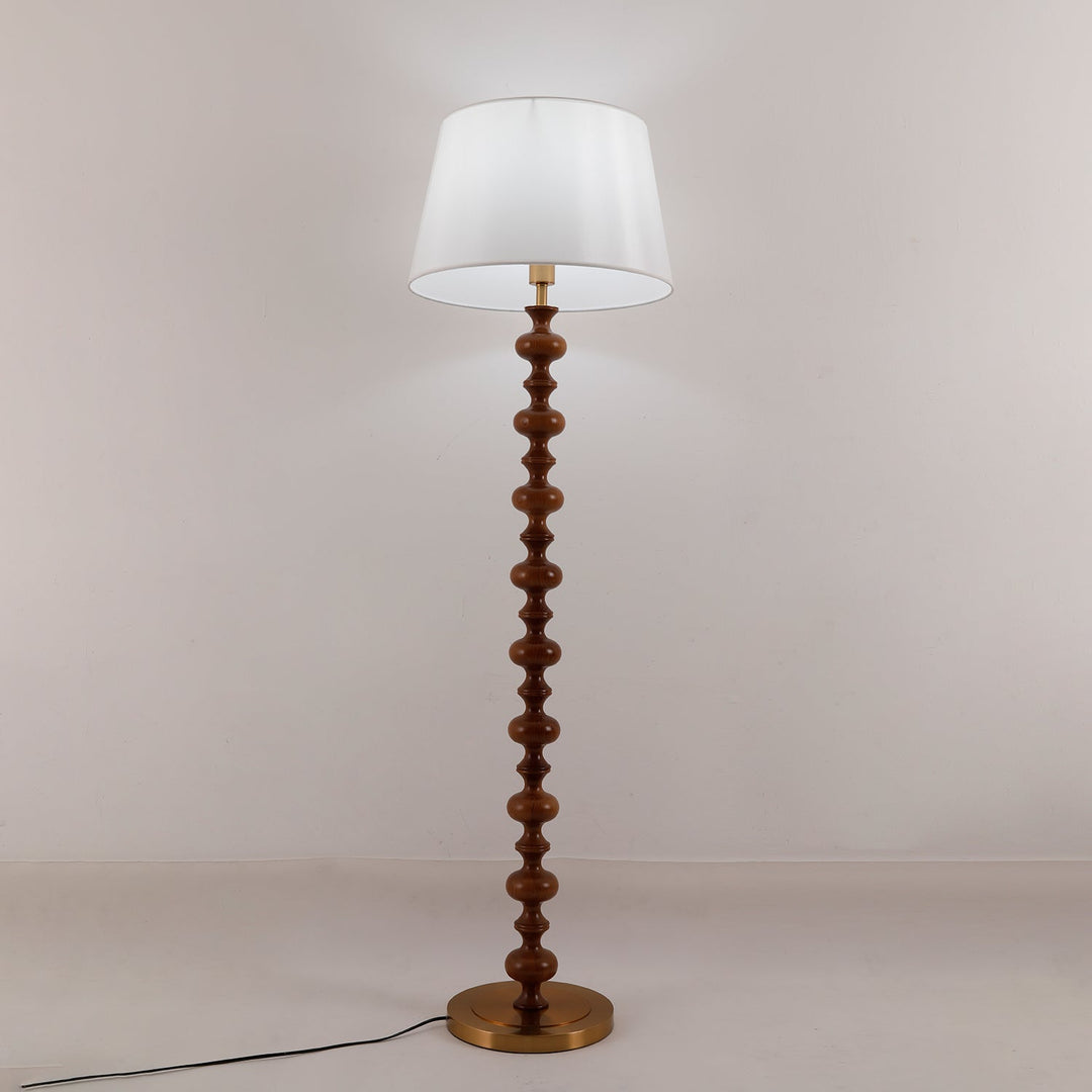 Turned Wood Floor Lamp White Fabric Shade 59.1 in Set of 2 8