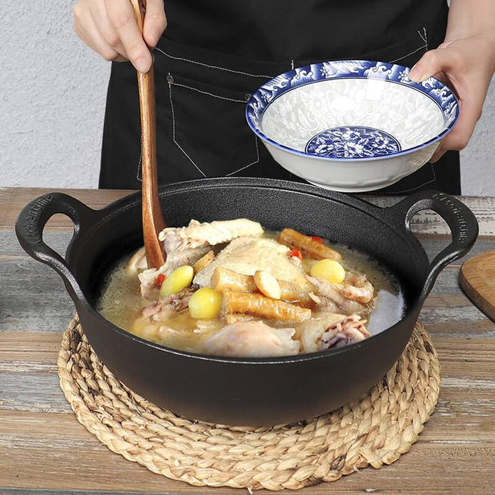 Uncoated Cast Iron Pot with Two Handles 2