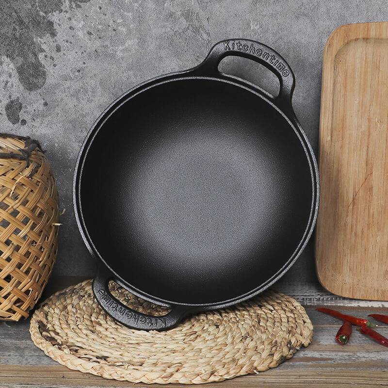 Uncoated Cast Iron Pot with Two Handles 5