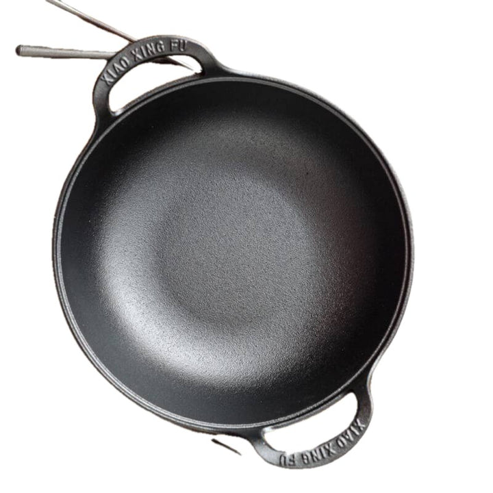Uncoated Cast Iron Pot with Two Handles on white