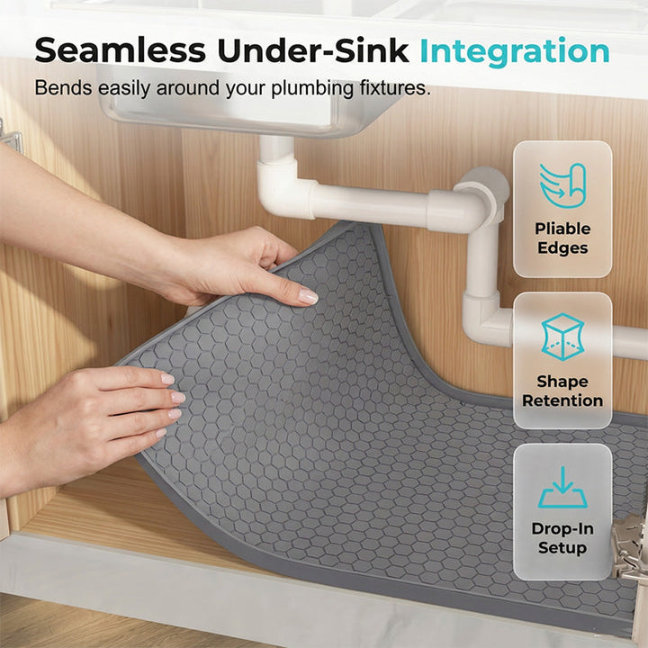 Under Sink Mat Silicone with Raised Edge Gray 2